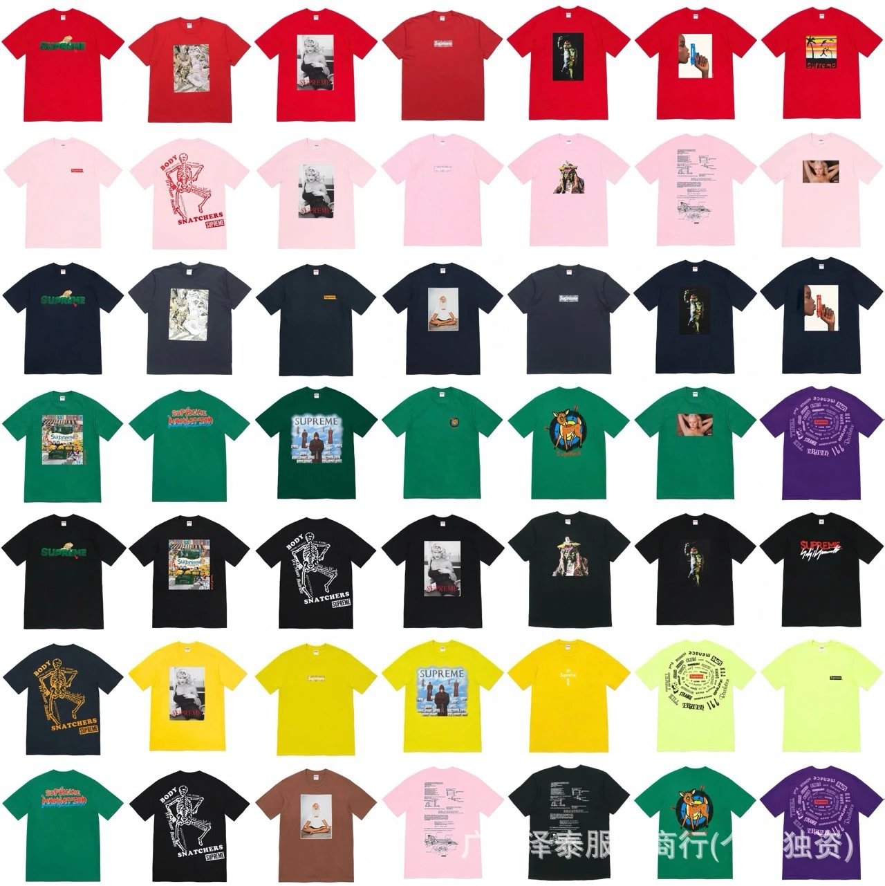Original label: One piece dropshipping American style round neck short sleeved shirt, correct version printed cross-border trendy brand loose T-shirt

