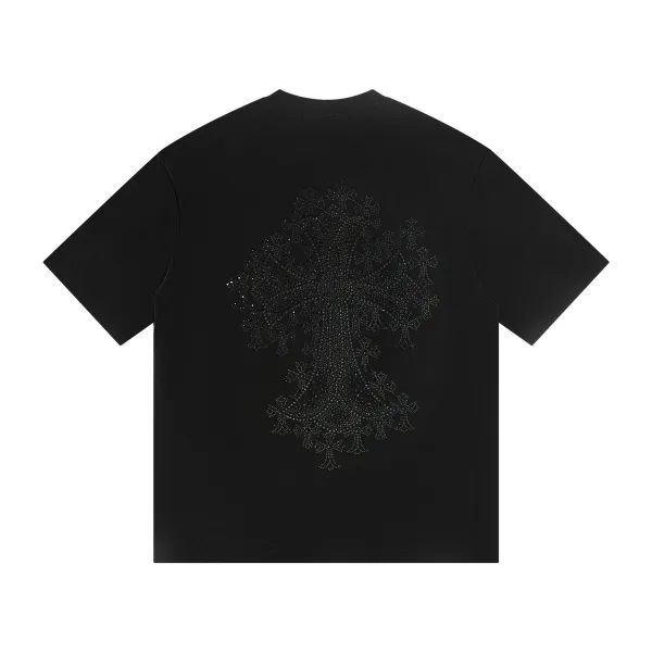 Chrome Hearts Cross Crystal Embellished Black T-Shirt - 1