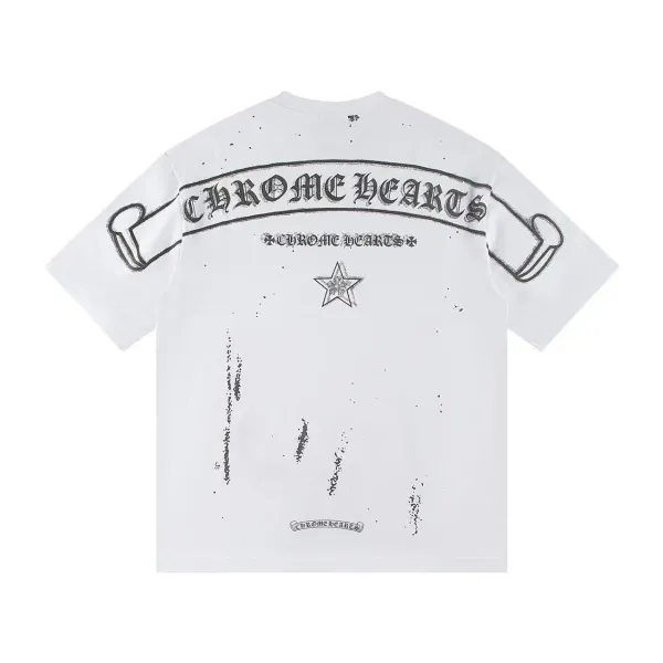 Chrome Hearts Scroll Print White T-Shirt - 1