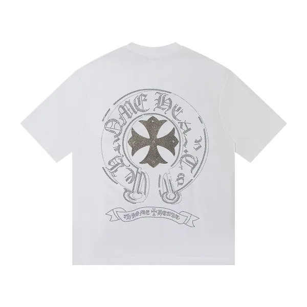 Chrome Hearts Crystal Cross Logo White T-Shirt - 1
