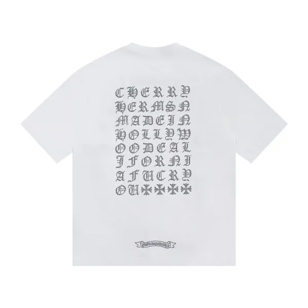Chrome Hearts Alphabet Grid Rhinestone Embellished White T-Shirt - 1