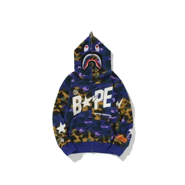 A Bathing Ape x Heron Preston Shark Camo Hoodie - 1