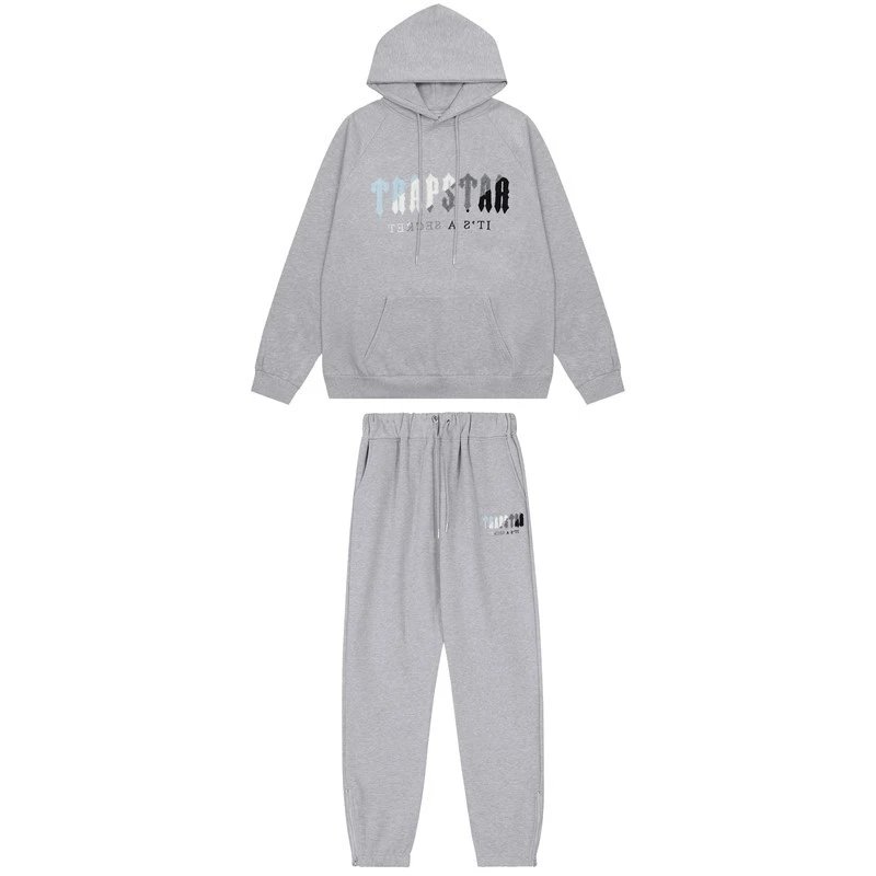 Trapstar Logo Hoodie and Sweatpants Set Gray - 27