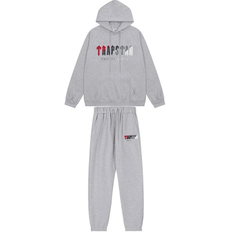 Trapstar Logo Hoodie and Sweatpants Set Gray - 30