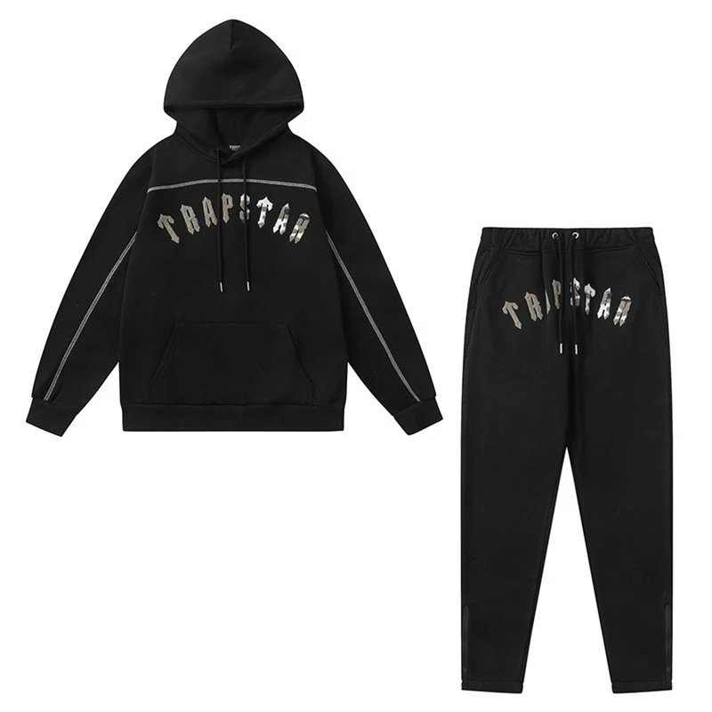 Trapstar Logo Hoodie and Sweatpants Set Gray - 43