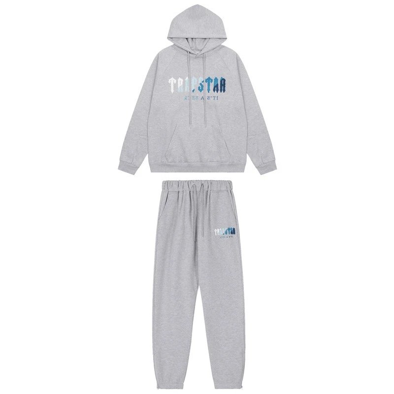 Trapstar Logo Hoodie and Sweatpants Set Gray - 33