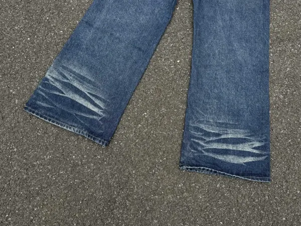 Customized Chain-Embellished Distressed Wide-Leg Jeans - 11