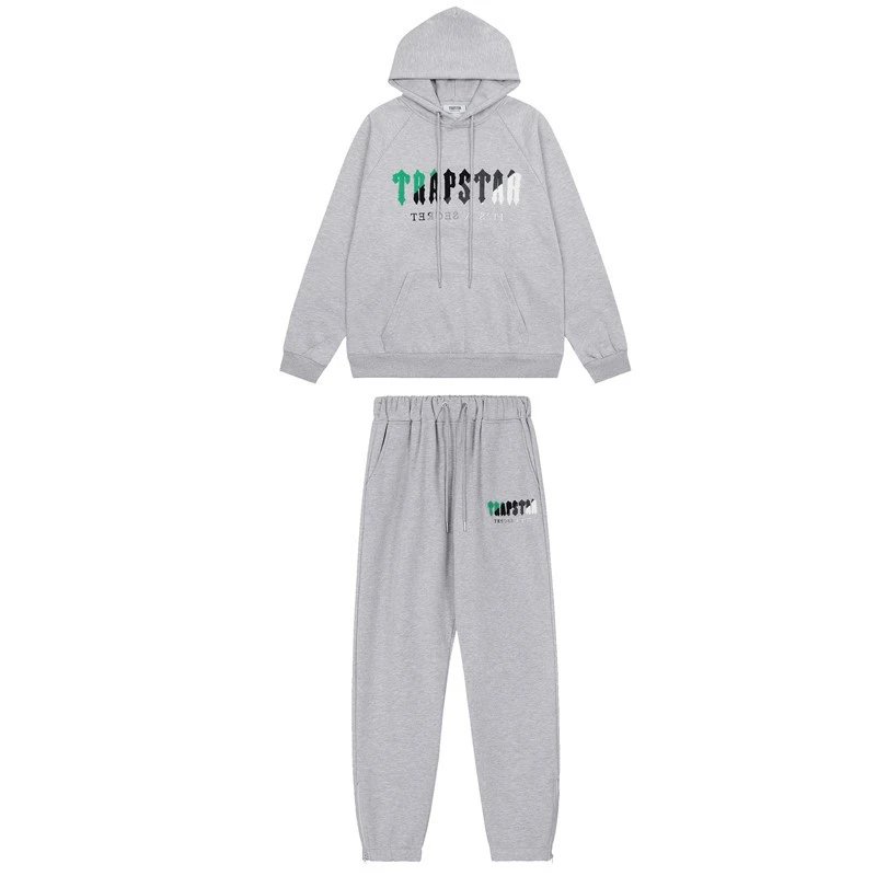 Trapstar Logo Hoodie and Sweatpants Set Gray - 31