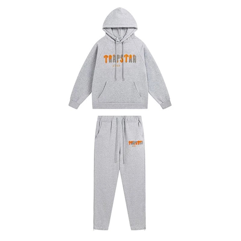Trapstar Logo Hoodie and Sweatpants Set Gray - 51
