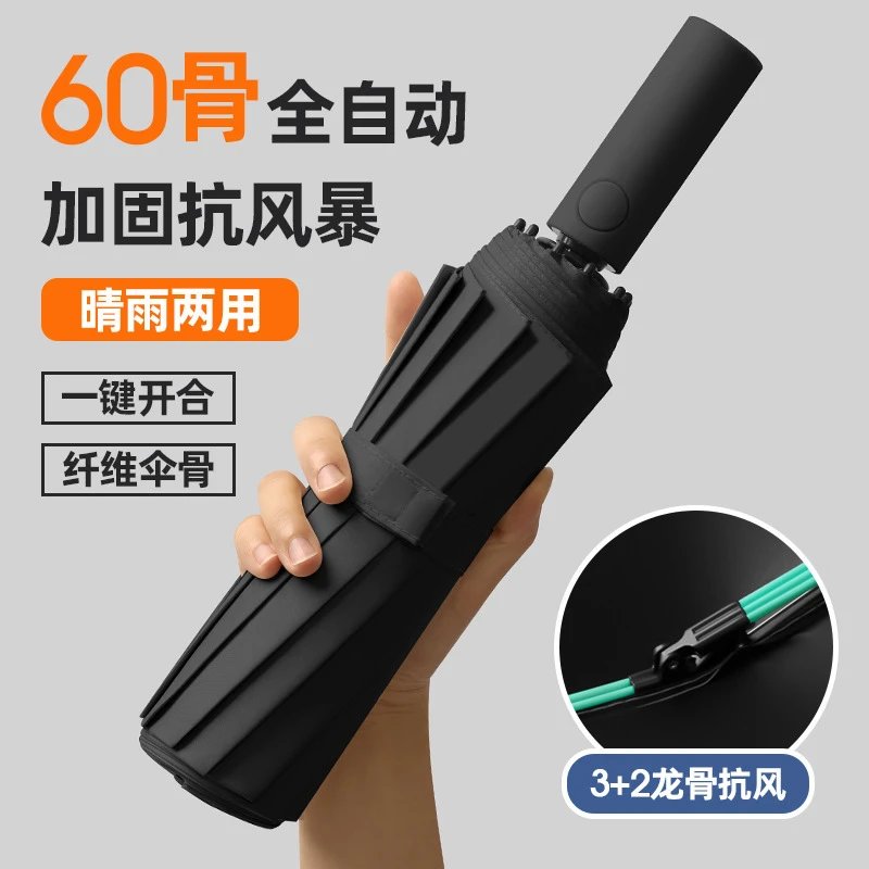 60-Rib Automatic Windproof Folding Umbrella