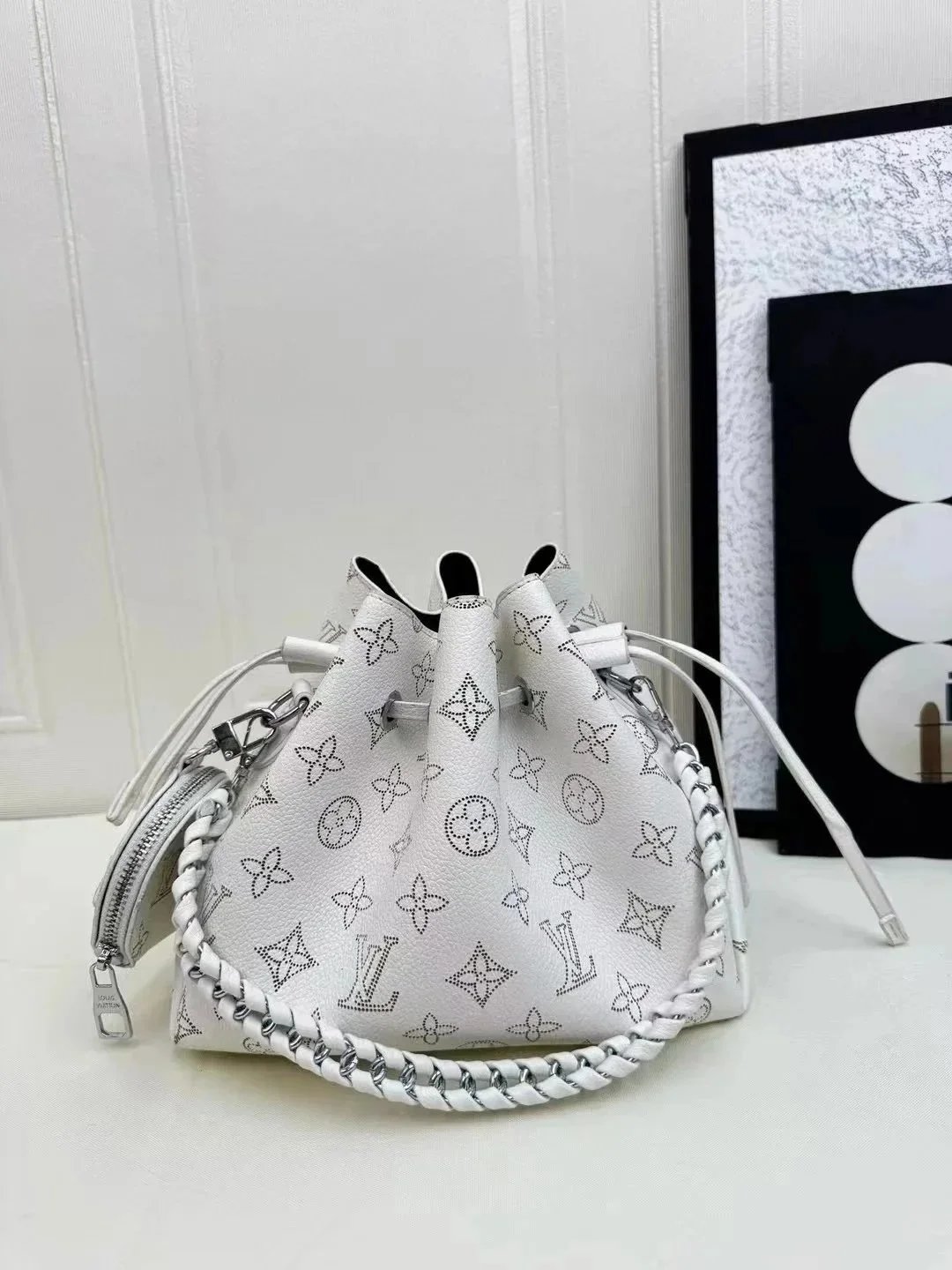 Louis Vuitton Crossbody Bags Monogram drawstring bag with braided chain strap — MT006