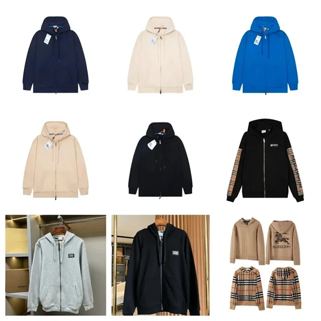 Burberry Hoodies & Sweatshirts Zip-Up Hooded Sweatshirt with Embroidered Equestrian Knight Motif product detail image 1