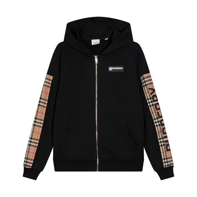 Burberry Hoodies & Sweatshirts Zip-Up Hooded Sweatshirt with Embroidered Equestrian Knight Motif product detail image 7