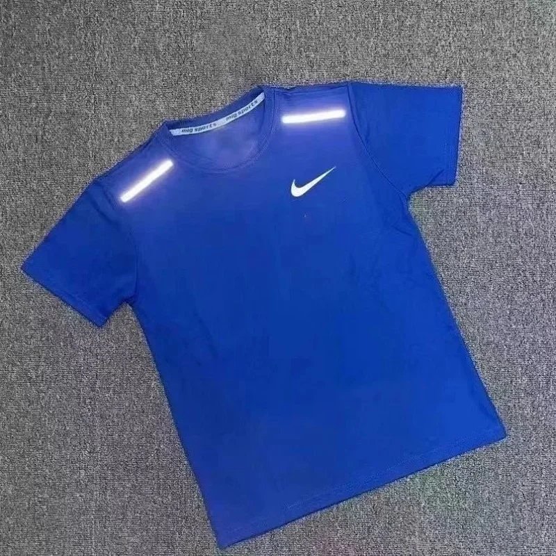 Nike Matching Sets Short-Sleeve Top and Shorts Set with Reflective Shoulder Details — Dark Blue Top