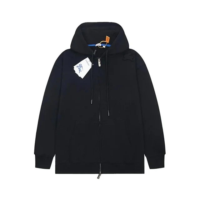 Burberry Hoodies & Sweatshirts Zip-Up Hooded Sweatshirt with Embroidered Equestrian Knight Motif product detail image 6