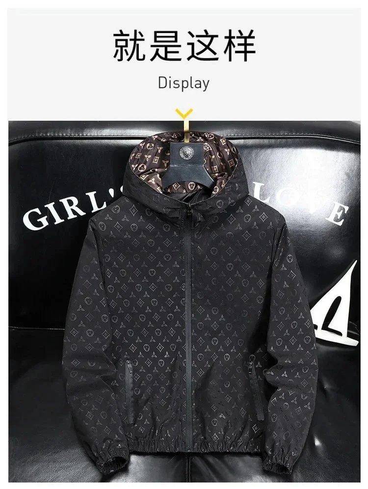 Versace Monogram Print Hooded Windbreaker Black - 9