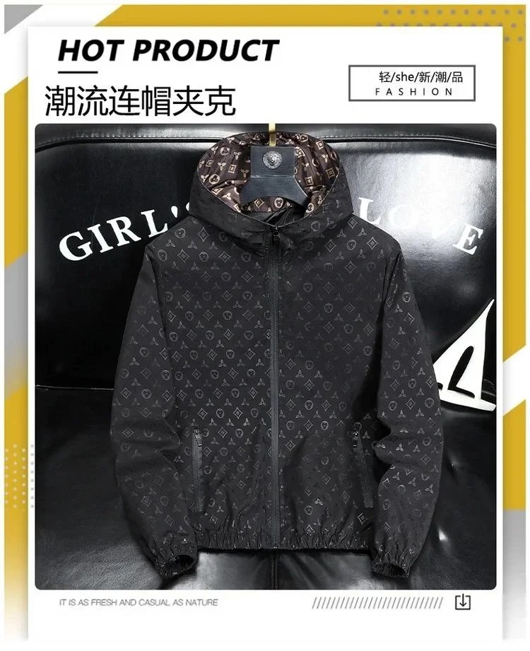 Versace Monogram Print Hooded Windbreaker Black - 3