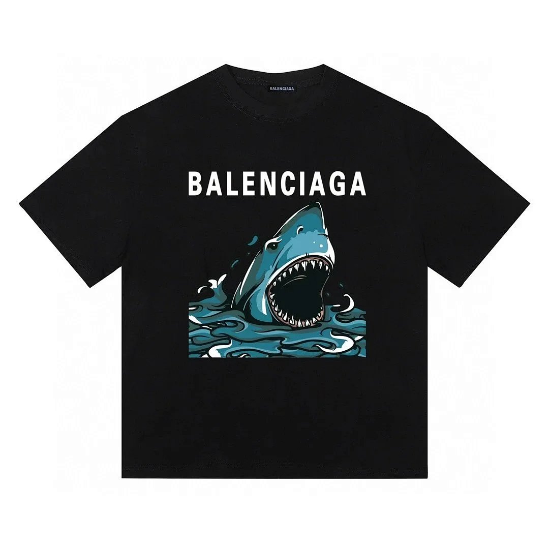 Balenciaga Shark Print White T-Shirt product detail 2 in Litbuy spreadsheet finds