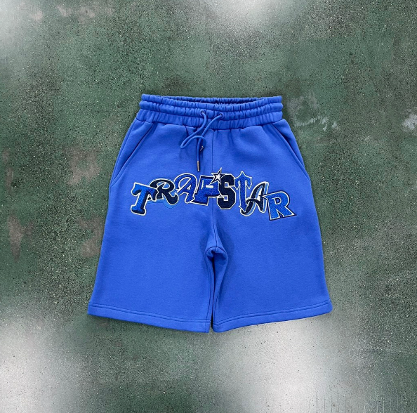 Blue ts label shorts