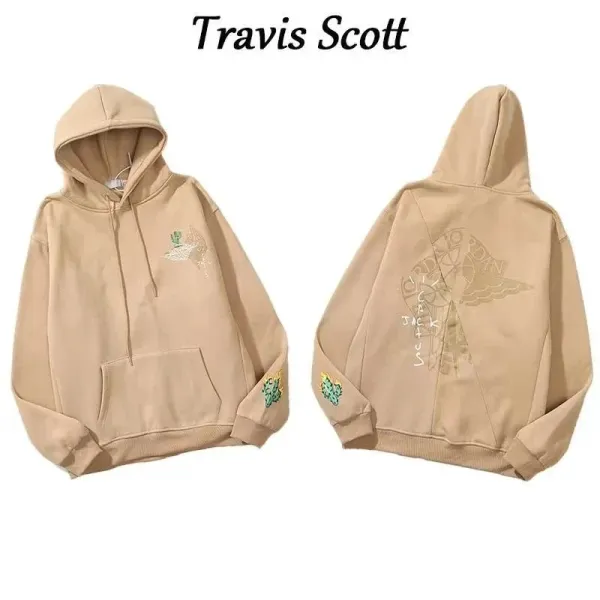 Saint Tears Skull Graphic Hoodie Brown - 9
