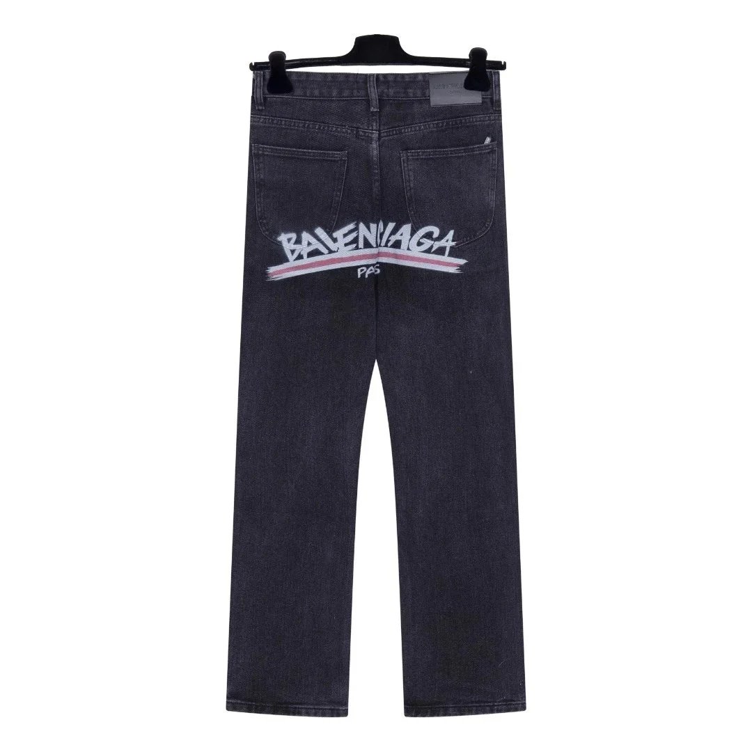 Balenciaga Logo-Print Wide-Leg Jeans Blue - 12