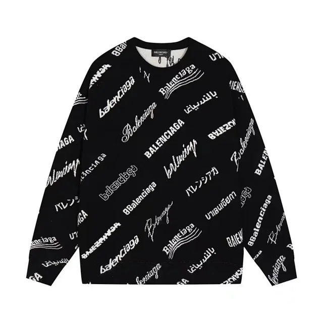 Balenciaga Knitwear All-over logo crewneck knit sweater product detail image 2