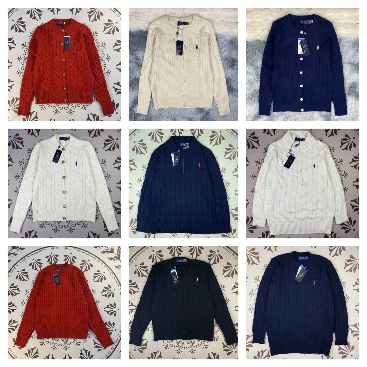 QQX-1针织开衫秋冬新款圆领修身小马刺绣长袖外套上衣(TOP品质) - 11143814