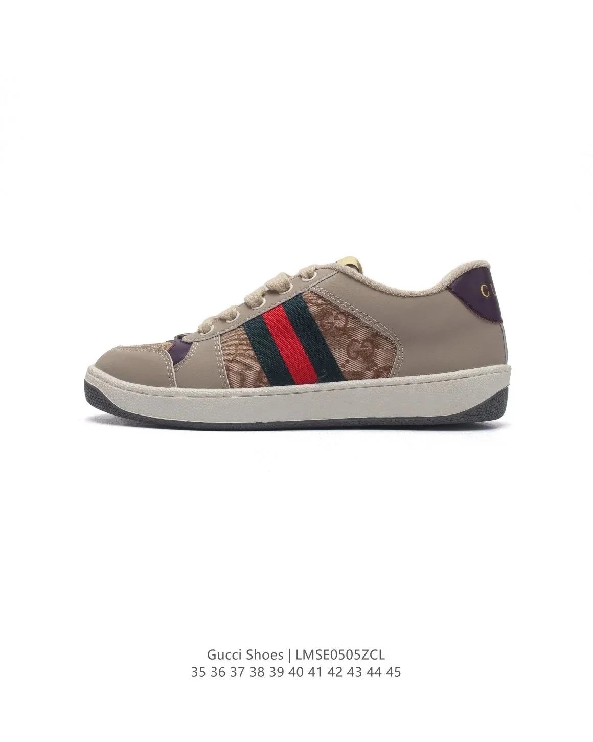 Gucci Rhyton Canvas Sneakers White with Green Red Web Stripe - 9
