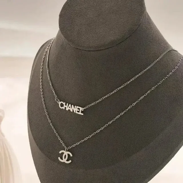 CHANEL Jewelry Double-Layer Logo Necklace product detail image 3