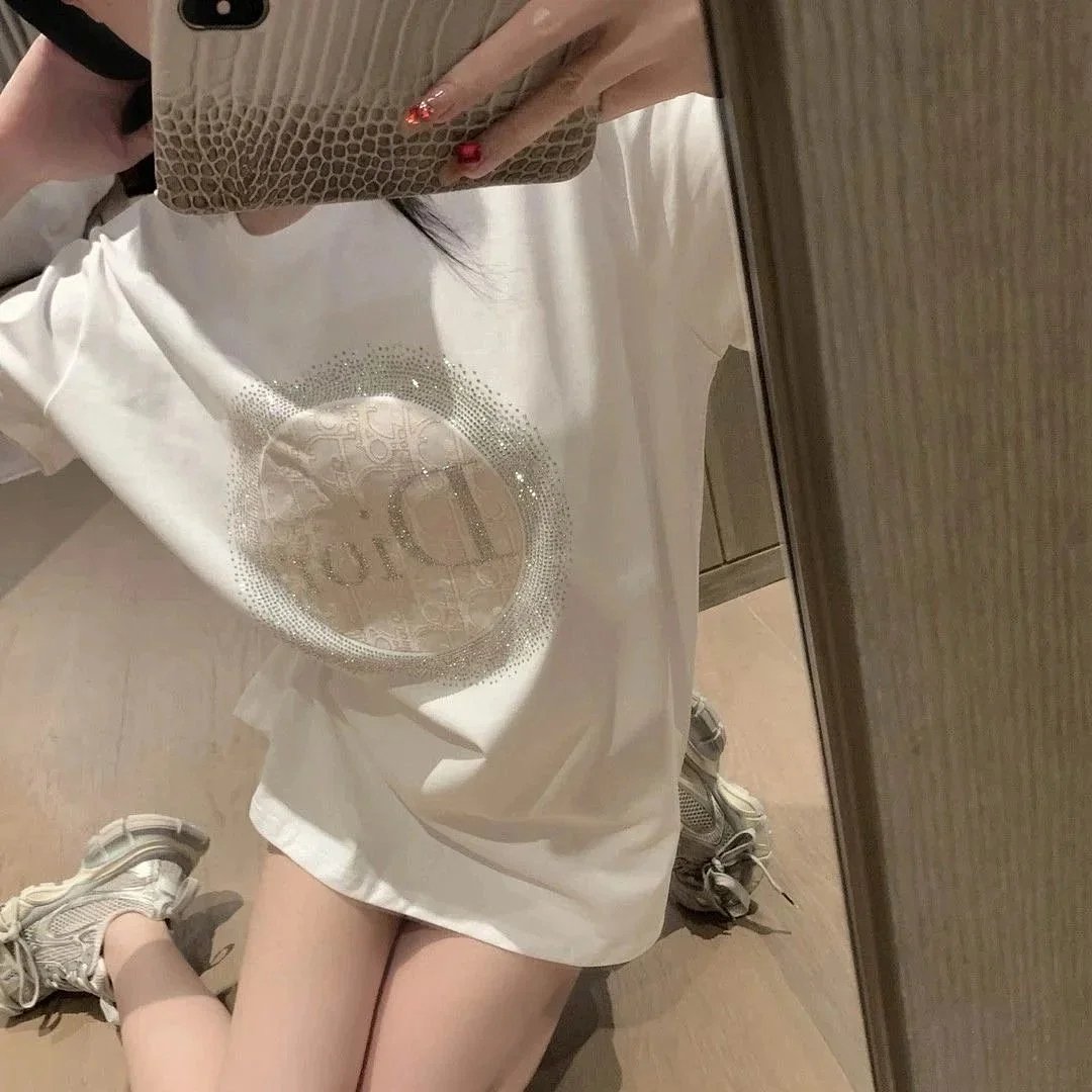 Dior Oblique Crystal-Embellished Pink T-Shirt product detail 4 in Litbuy spreadsheet finds