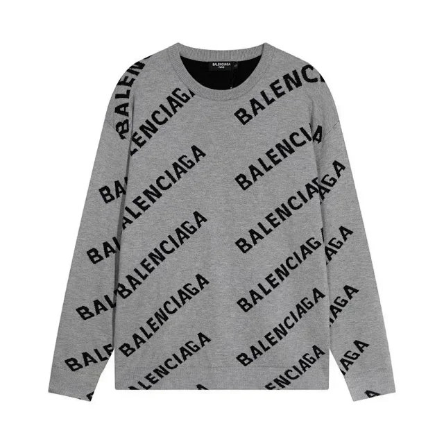 Balenciaga Knitwear All-over logo crewneck knit sweater product detail image 5