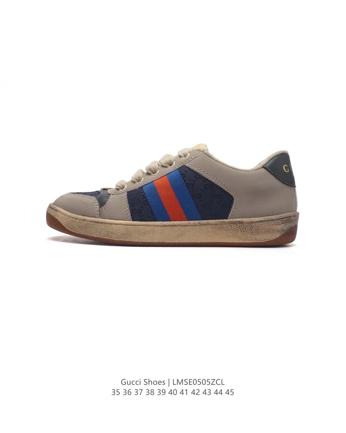 Gucci Rhyton Canvas Sneakers White with Green Red Web Stripe - 8