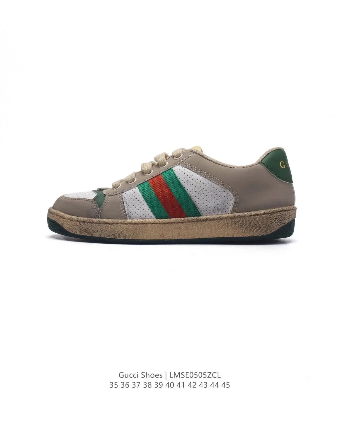 Gucci Rhyton Canvas Sneakers White with Green Red Web Stripe - 7