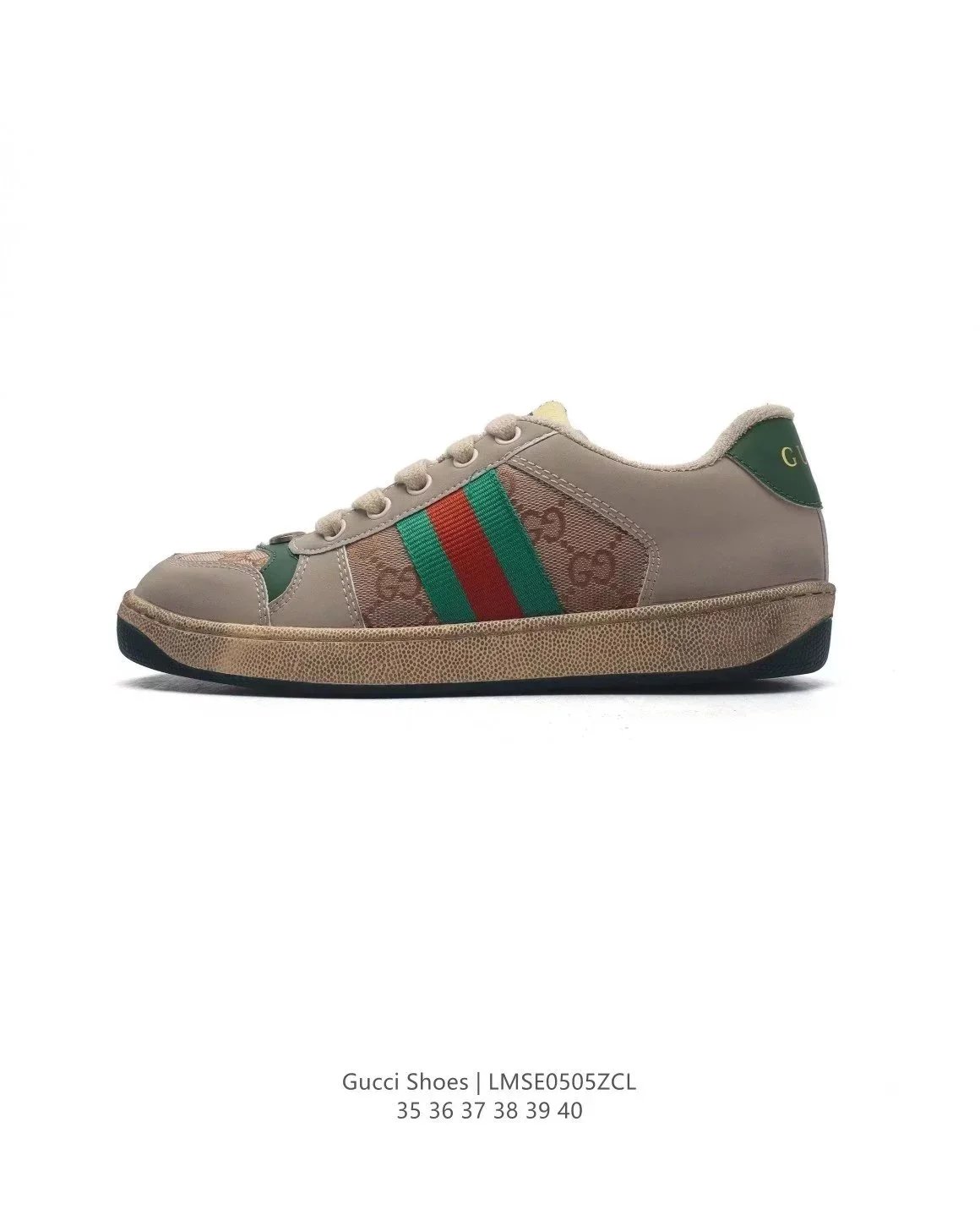 Gucci Rhyton Canvas Sneakers White with Green Red Web Stripe - 4