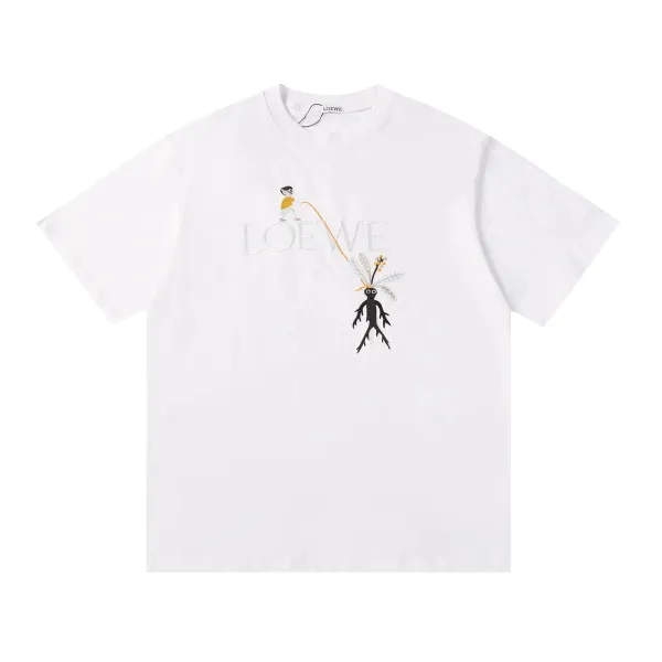 Loewe Dragonfly Embroidered T-Shirt White - 1