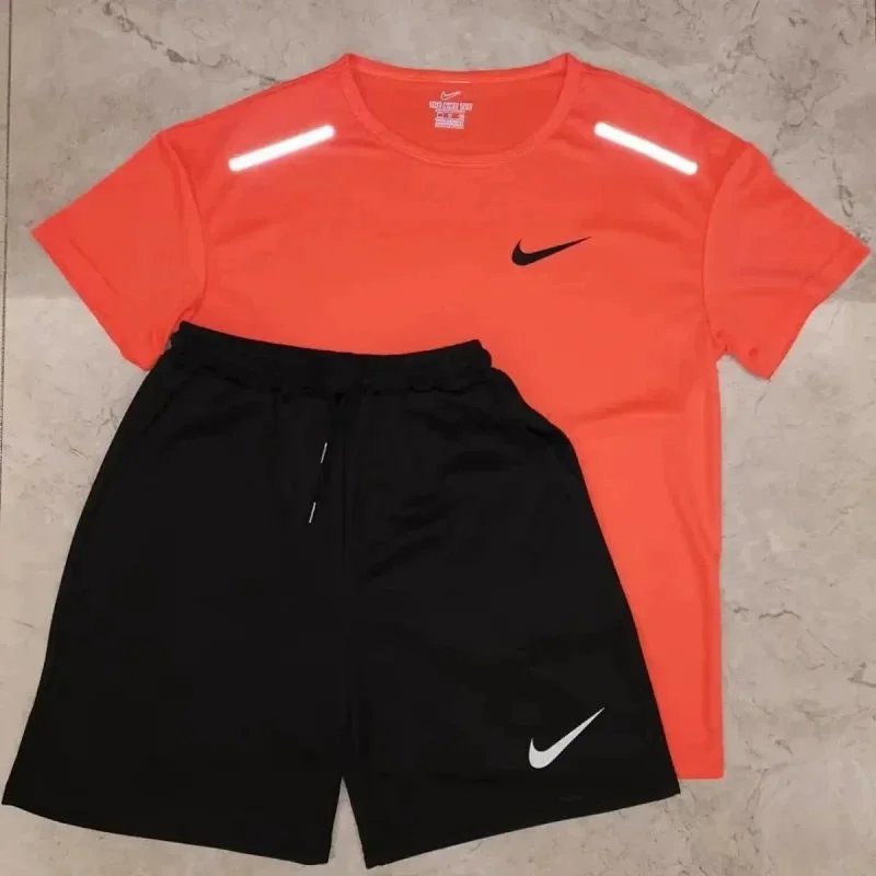 Nike Matching Sets Short-Sleeve Top and Shorts Set with Reflective Shoulder Details — Style 1 05