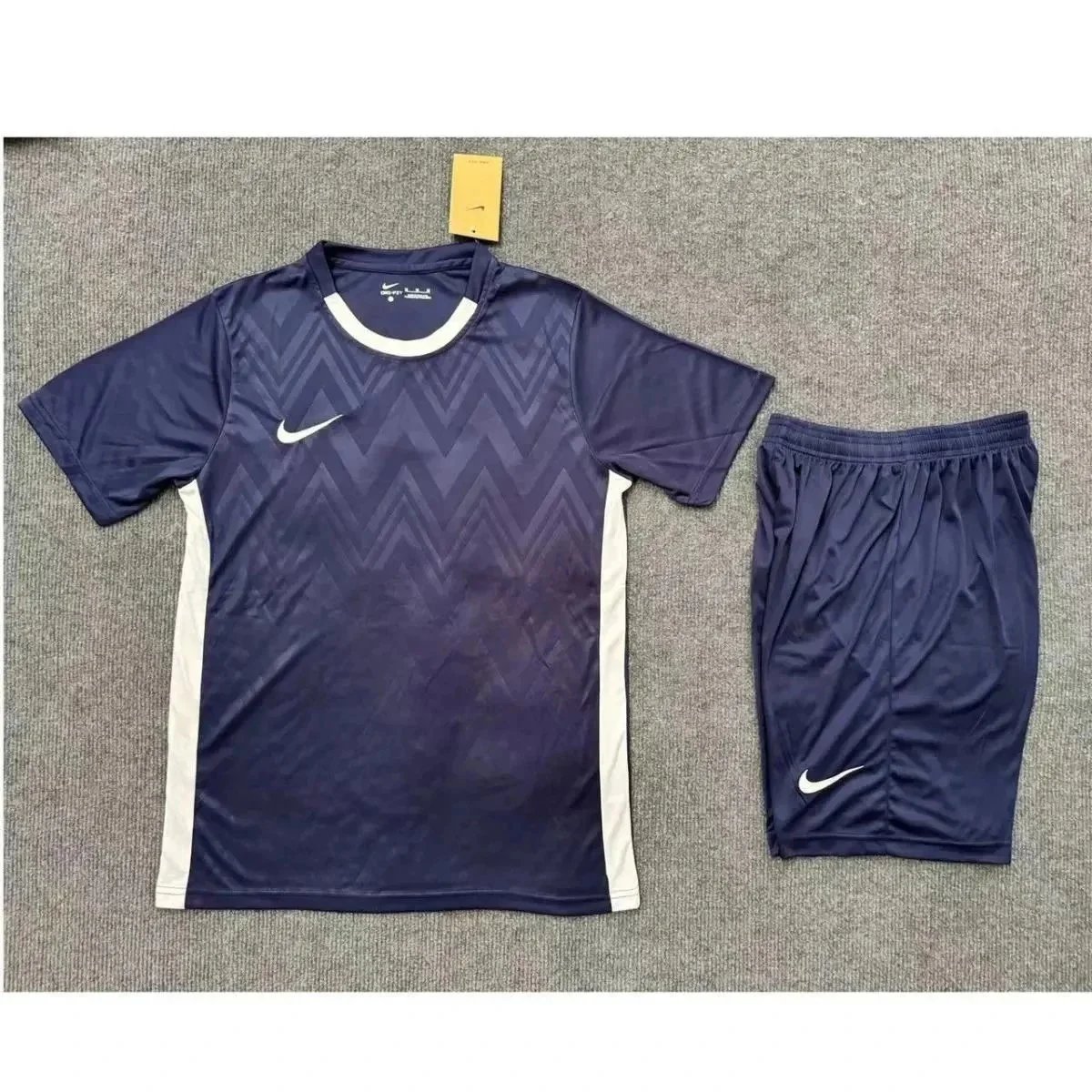 Nike Matching Sets Short-Sleeve Top and Shorts Set with Reflective Shoulder Details — Style 4 Dark Blue Set