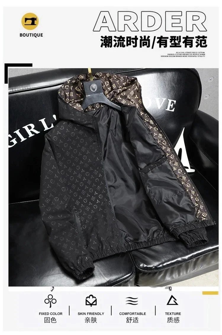 Versace Monogram Print Hooded Windbreaker Black - 4