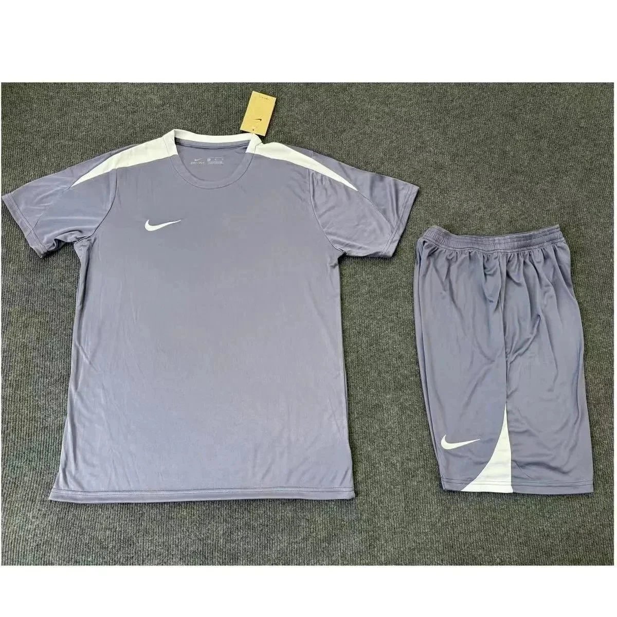 Nike Matching Sets Short-Sleeve Top and Shorts Set with Reflective Shoulder Details — Style 2 Gray Set