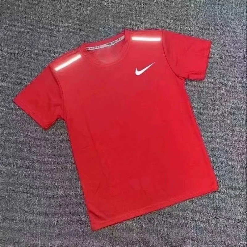Nike Matching Sets Short-Sleeve Top and Shorts Set with Reflective Shoulder Details — Red Top