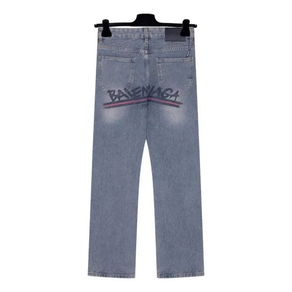 Balenciaga Logo-Print Wide-Leg Jeans Blue - 10