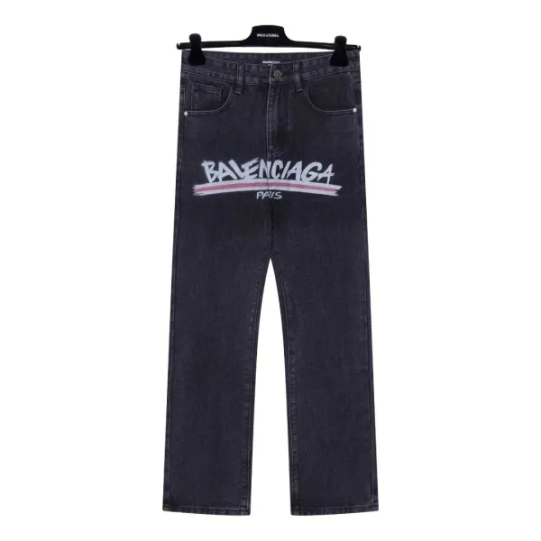 Balenciaga Logo-Print Wide-Leg Jeans Blue - 11