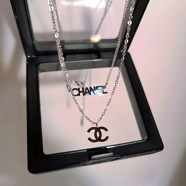 CHANEL Jewelry Double-Layer Logo Necklace product detail image 1