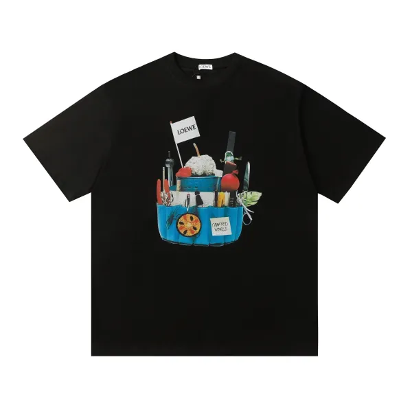 Loewe Crafted World Graphic Print Black T-Shirt - 1