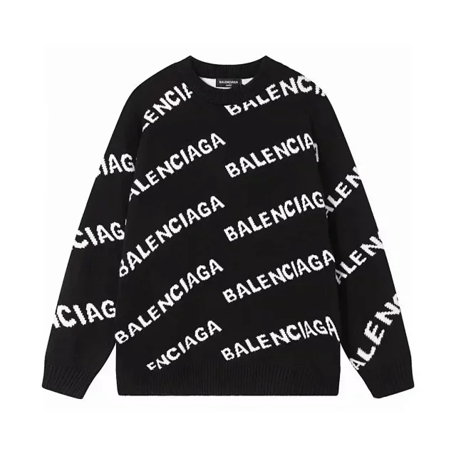 Balenciaga Knitwear All-over logo crewneck knit sweater product detail image 7