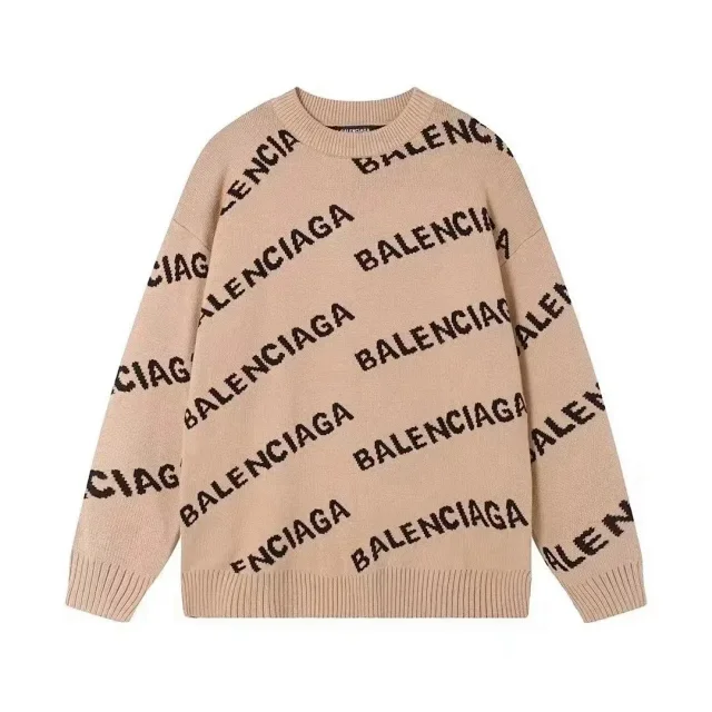 Balenciaga Knitwear All-over logo crewneck knit sweater product detail image 9