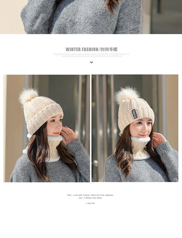Women's Korean Fleece Knit Winter Beanie Detail