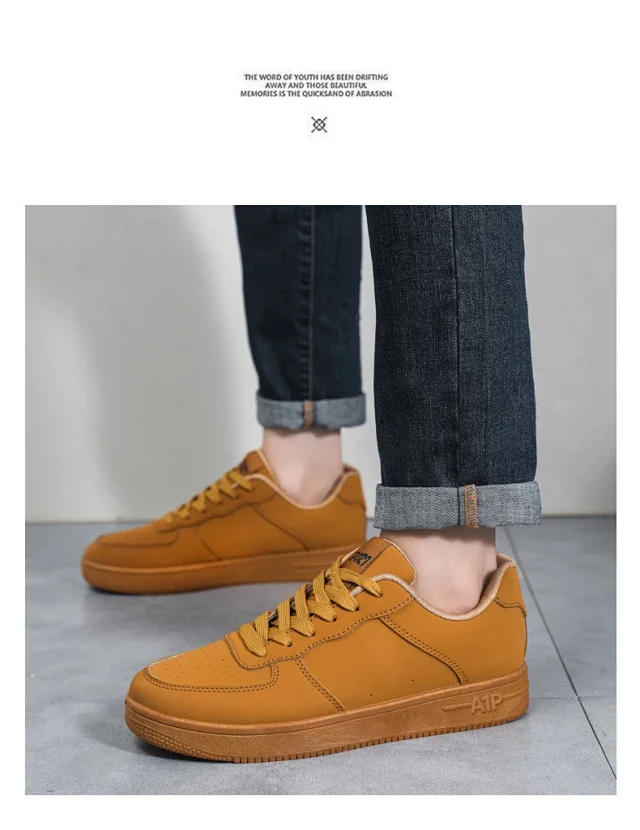 Men's Trendy Air Force Chunky White Sneakers Detail