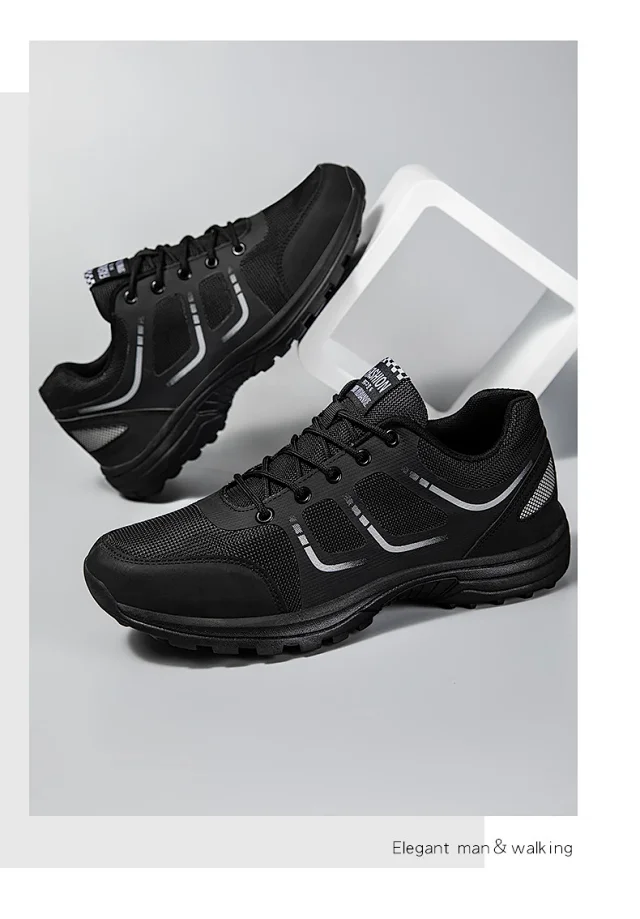 Modern Men's Black Breathable Lightweight Training Shoes Detail