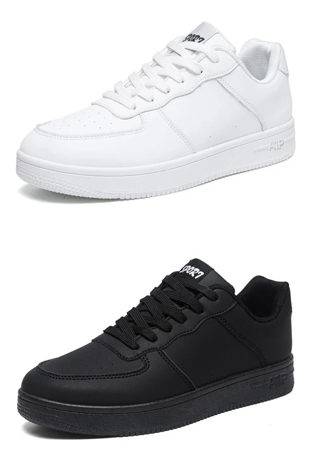 Men's Trendy Air Force Chunky White Sneakers Detail